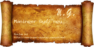 Maninger Gyöngy névjegykártya